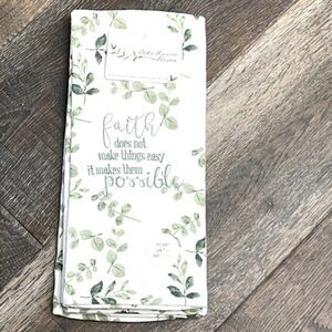 Deko Kassa - 4/$98 - ‘Faith’ Dish towels (2). White/Green. NWT